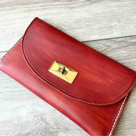 Hand Tooled Leather Wallet Clutch - Picture 3 of 10